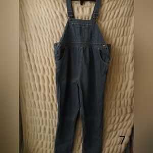 Duo maternity blue jean overalls size large